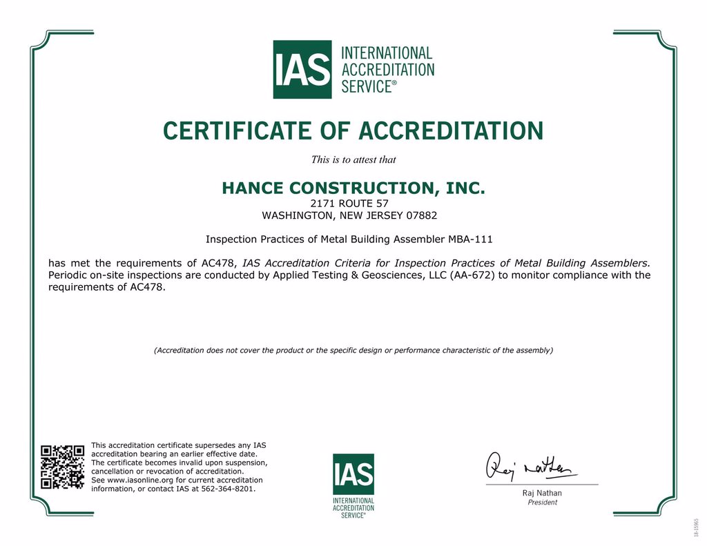 Hance IAS Certificate